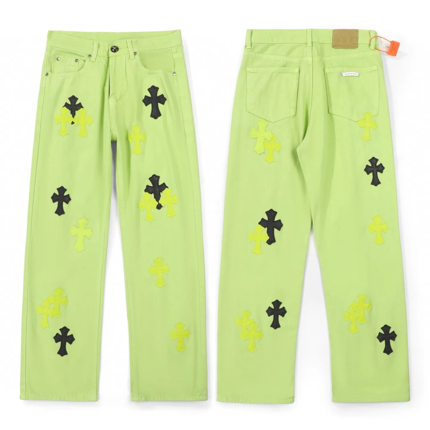 P270 💰 (Top version) Chrome hearts CH green cow king Yang Mi same style sex recods limited green cow jeans Really restores the ultimate texture of Vintage Special Italian cowhide printing and cutting Customized sheepskin three-layer thick line leather The whole body is spliced in heavy water washing process Craftsmen hand-splash ink You can see the details Three-dimensional cutting version Loose and comfortable, not picky about the figure Look taller and thinner Large factory Seiko Original factory quality control Same style for men and women. Can be matched with couples. Versatile recommendation. Must-have jeans for all seasons. Color: green Size: 28-30-32-34 (corresponds to S-M-L-XL)